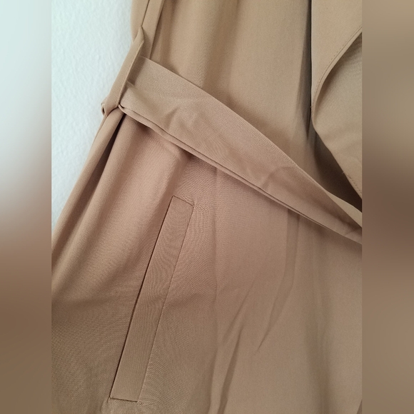 NWOT Glamorous Sleeveless Belted Lightweight Trench Jacket Khaki Size Small - Picture 5 of 8